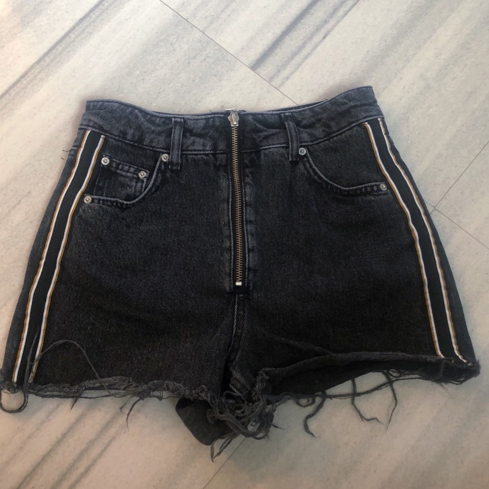 Topshop zipper black shorts